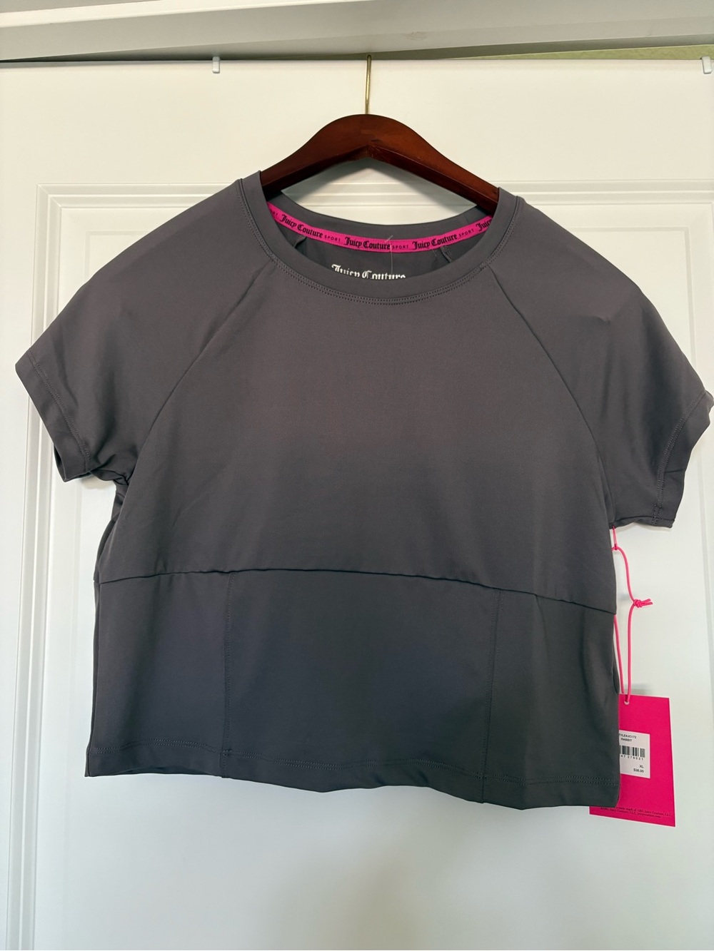 NWT Juicy Couture Sport Gray Pink Logo Top XL
